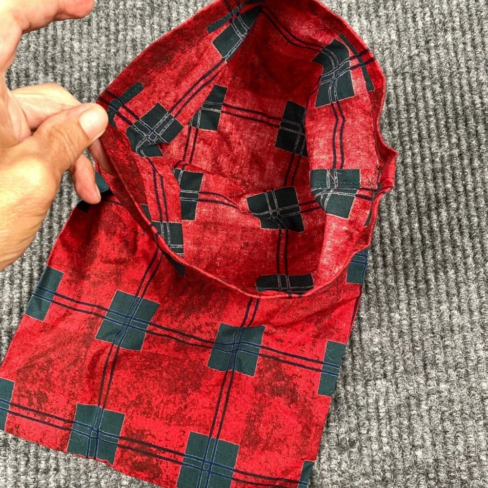 Set of 4 Handmade Plaid Fabric Pouches Primitive Christmas Gift Bags 85